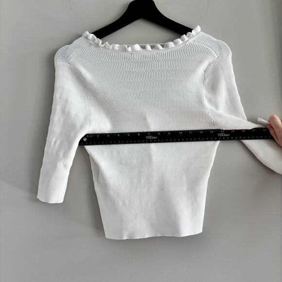 INC International Concepts Ruffle Trim Knit Cardigan 3/4 Sleeves Size Small - Picture 6 of 8